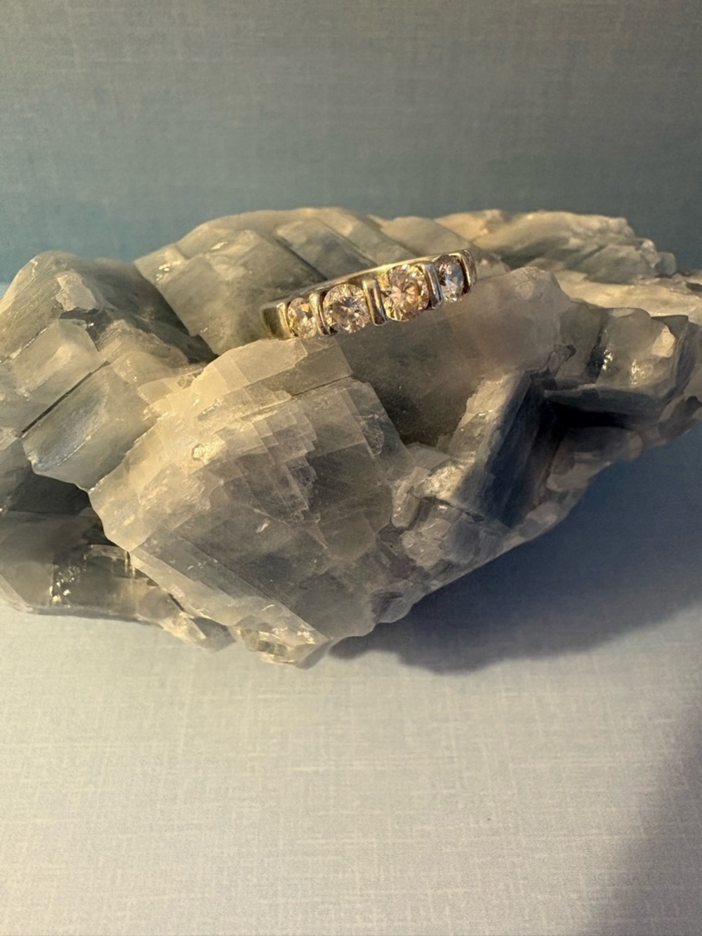 Diamonique Sterling Silver 5 Stone Band Ring ~ Size 6 1/2